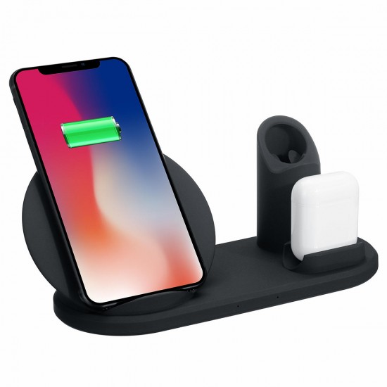 3 in 1 10W Qi Fast Wireless Charger Dock Pad Stand Holder for iPhone Airpods 1 2 Pro for Apple Watch