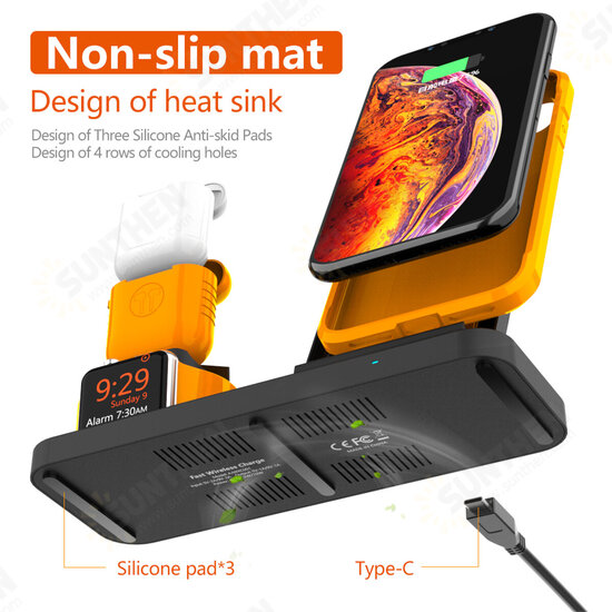 3 in 1 Wireless Fast Charger Stand with Cooling Fan for iPhone Apple Watch Airpods