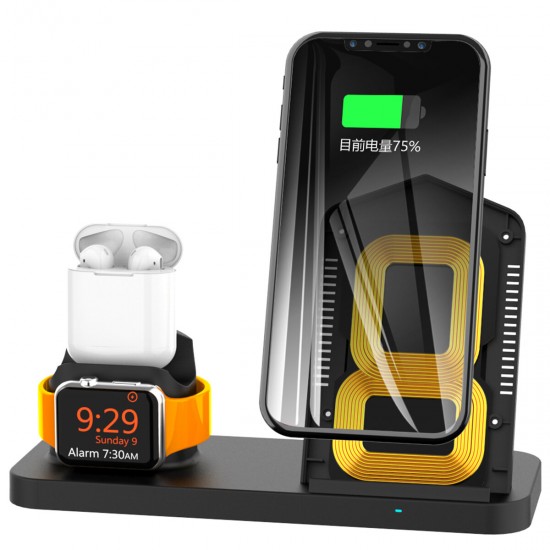 3 in 1 Wireless Fast Charger Stand with Cooling Fan for iPhone Apple Watch Airpods
