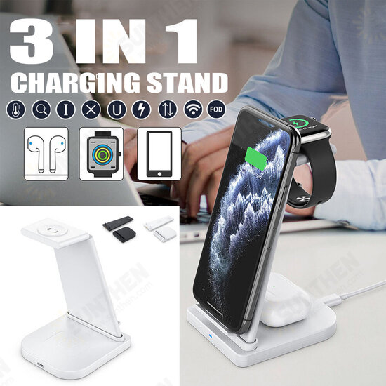 3 in1 Wireless Fast Charger Dock Charging Stand For Apple Watch For iPhone Phone Airpods Pro