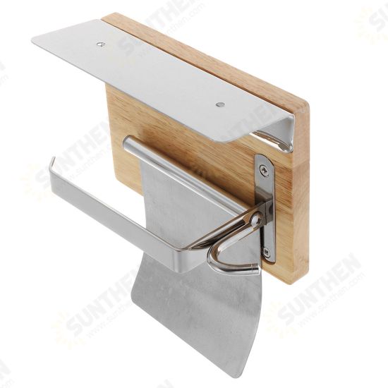 304 Stainless Steel Bathroom Toilet Tissue Paper Rack Shelf with Mobile Phone Tray