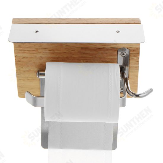 304 Stainless Steel Bathroom Toilet Tissue Paper Rack Shelf with Mobile Phone Tray