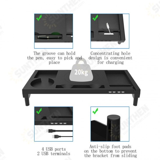 360° Rotatable Macbook iMac Monitor Computer Display Riser Desktop Monitor Stand with USB Charging Port