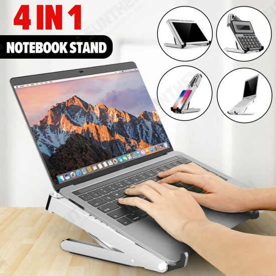 4 In 1 Foldable Height Adjustable Laptop Stand Phone Holder Tablet Stand Calculator Stand For Laptop Notebook MacBook Between 11 Inches and 17 Inches