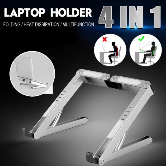 4 In 1 Foldable Height Adjustable Laptop Stand Phone Holder Tablet Stand Calculator Stand For Laptop Notebook MacBook Between 11 Inches and 17 Inches