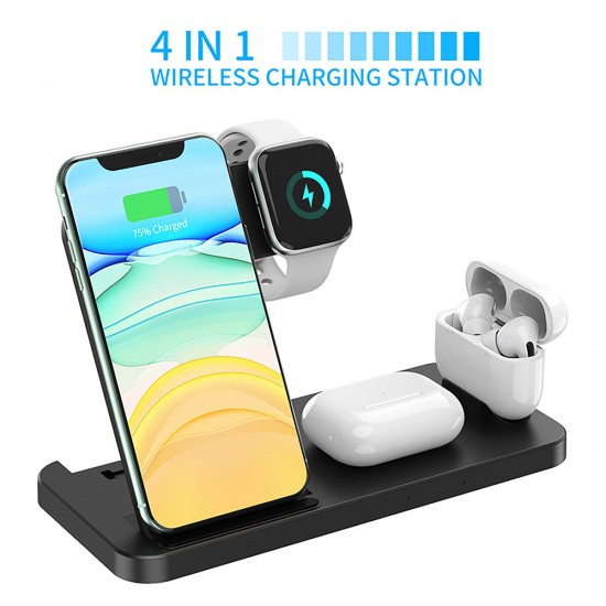 4-In-1 Wireless Charging Station 15W Fast Dock Charger Stand Phone Watch Pods Support Wireless Charging Equipment