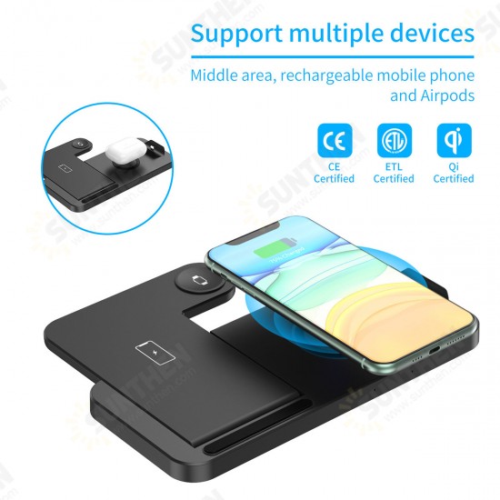 4-In-1 Wireless Charging Station 15W Fast Dock Charger Stand Phone Watch Pods Support Wireless Charging Equipment