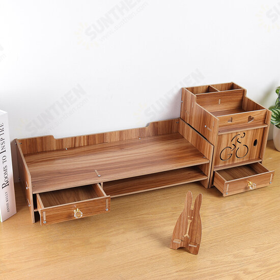 49X20X13.5cm Multifunctional Wooden Monitor Riser Stand Desktop Holder File Storage Drawer for iMac