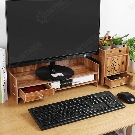 49X20X13.5cm Multifunctional Wooden Monitor Riser Stand Desktop Holder File Storage Drawer for iMac