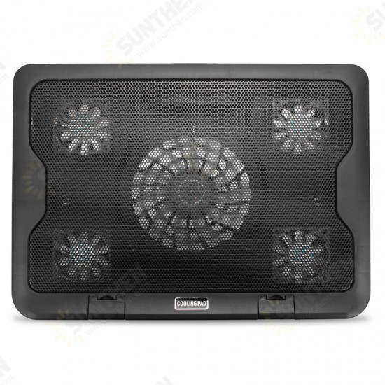 5 Fans LED USB Cooling Pad Adjustable Cooler for Laptop Notebook MacBook