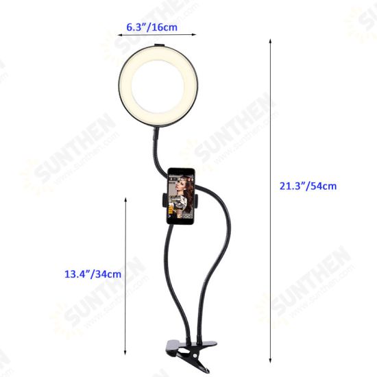 6'' RGB LED Ring Light Clamp Camera Cell Phone Phone Webcam Holder Live Stream