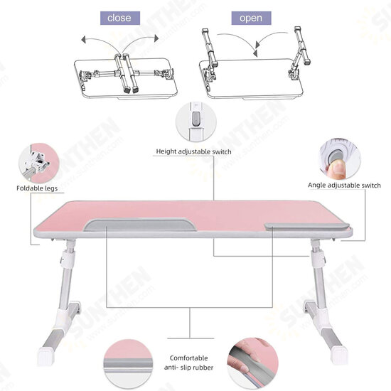 60*33cm Folding Liftable Height 4-Gear Angle Adjustable Macbook Tablet Folding Desk