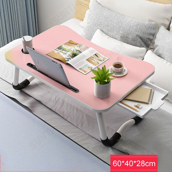 60x40cm Enlarge Foldable Telecommuting Computer Laptop Desk Table TV Bed Computer Mackbook Desktop Holder with Drawer