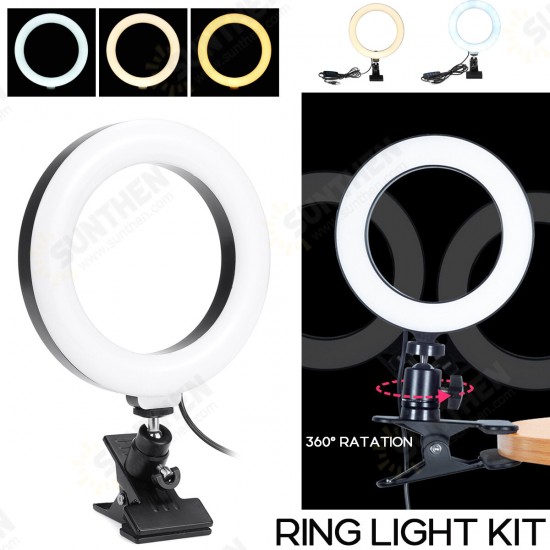 6/8 inch Dektop Fill Light Lamp 2800-7200K 360° Rotation Portable Selfie Ring Light