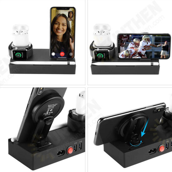 8 In 1 Wireless Charger Fast Charging Phone Holder For iPhone/Samsung/Huawei/iPad/Apple Pencil/Apple Watch Series/Apple AirPods