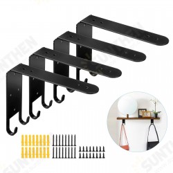 4pcs Vintage with Hook Wall Mounted Floating Hanging Shelf Board Support Holder 4pcs Vintage with Hook Wall Mounted Floating Hanging Shelf Board Support Holder
