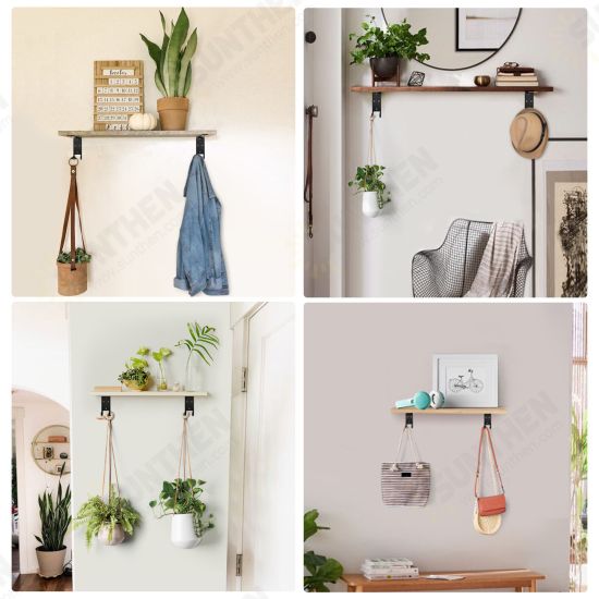 4pcs Vintage with Hook Wall Mounted Floating Hanging Shelf Board Support Holder