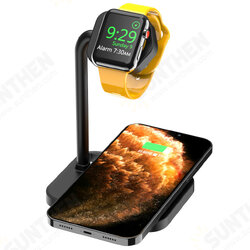 2-in-1 5W/7.5/10W Type-C Wireless Charger Dock Stand Built-In Metal Heat Sink for Apple iWatch Mobile Phone Airpods Pro 2-in-1 5W/7.5/10W Type-C Wireless Charger Dock Stand Built-In Metal Heat Sink for Apple iWatch Mobile Phone Airpods Pro