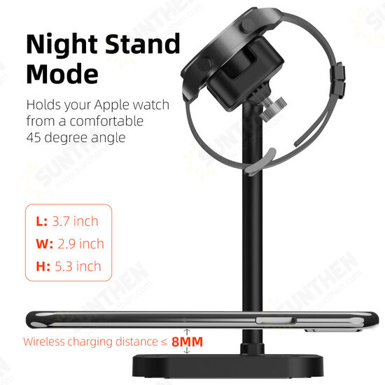 2-in-1 10W Fast Charging Wireless Charger Dock Stand for iPhone 12 11 XR Galaxy Note 8 9 Airpods 2 3 4 Wireless bluetooth Earbuds Smart Watch