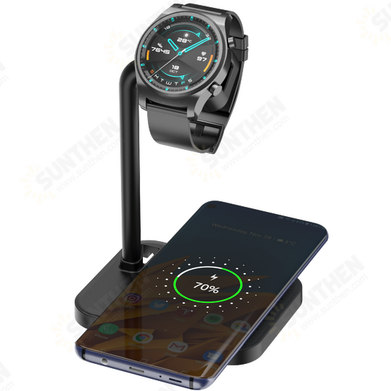 2-in-1 10W Fast Charging Wireless Charger Dock Stand for iPhone 12 11 XR Galaxy Note 8 9 Airpods 2 3 4 Wireless bluetooth Earbuds Smart Watch