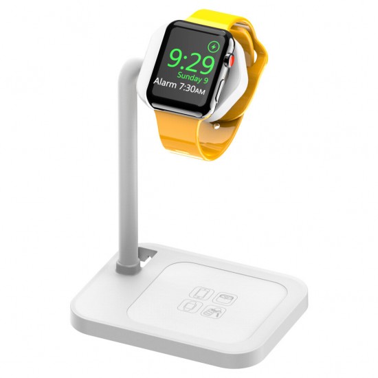 2-in-1 Wireless Charger Dock Stand with Storage Plate Built-In Metal Heat Sink for Apple iWatch 5 / 6 / SE