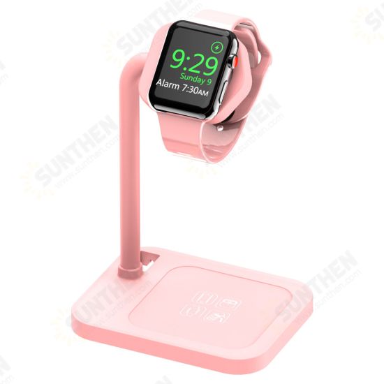 2-in-1 Wireless Charger Dock Stand with Storage Plate Built-In Metal Heat Sink for Apple iWatch 5 / 6 / SE