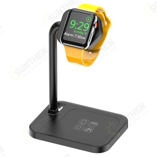 2-in-1 Wireless Charger Dock Stand with Storage Plate Built-In Metal Heat Sink for Apple iWatch 5 / 6 / SE