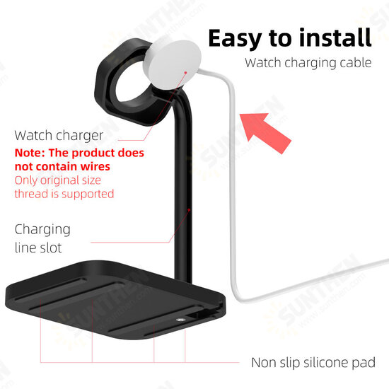 2-in-1 Wireless Charger Dock Stand with Storage Plate Built-In Metal Heat Sink for Apple iWatch 5 / 6 / SE