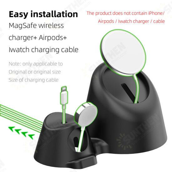 3-IN-1 Wireless Charger + Airpods + iWatch Charging Cable Dock Mount Holder Stand