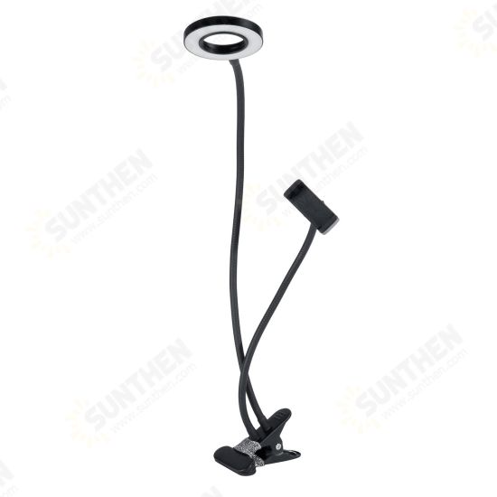 BG12W 2in1 Flexible Controllable USB 9cm 12W LED Selfie Ring Light+Desktop 5.8-8.5cm Phone Holder Clip YouTube Video Makeup LiveStream Remote Shutter