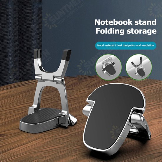 1 Pair Portable Double-Layer Folding Aluminum Alloy Macbook Mobile Phone Tablet Desktop Holder Stand Riser