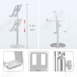 180 Degree Up Down Height Adjustable Aluminum Alloy Desktop Phone Holder Tablet Stand for Smart Phones Tablet Kindle iPad 4-10.5inch For Online Course 180 Degree Up Down Height Adjustable Aluminum Alloy Desktop Phone Holder Tablet Stand for Smart Phones Tablet Kindle iPad 4-10.5inch For Online Course
