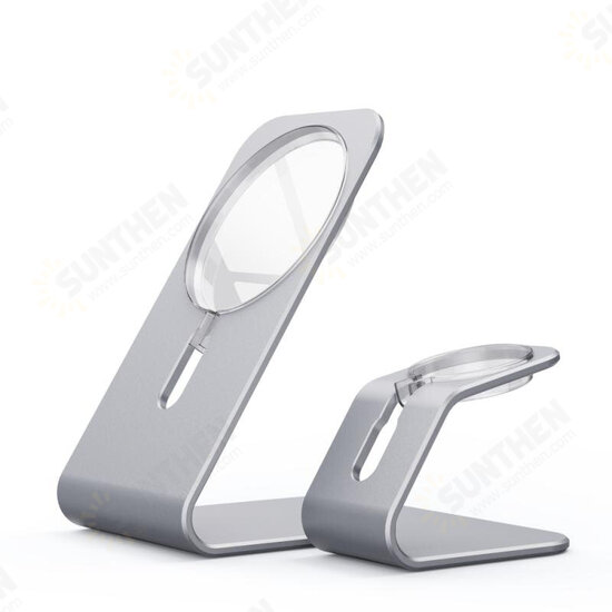 2-IN-1 for MagSafe Charger Base Stand Mount Dock Holder Aluminium Alloy Desktop Holder for iPhone 12 Series iWatch