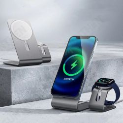 2-IN-1 for MagSafe Charger Base Stand Mount Dock Holder Aluminium Alloy Desktop Holder for iPhone 12 Series iWatch 2-IN-1 for MagSafe Charger Base Stand Mount Dock Holder Aluminium Alloy Desktop Holder for iPhone 12 Series iWatch