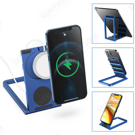 2 in 1 Phone/Tablet Holder Folding Magnetic for MagSafe Charger Base Stand Mount Dock Holder Aluminium Alloy Desktop Holder for iPhone12 Tablet PC 2 in 1 Phone/Tablet Holder Folding Magnetic for MagSafe Charger Base Stand Mount Dock Holder Aluminium Alloy Desktop Holder for iPhone12 Tablet PC