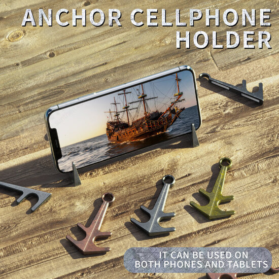 2PCS Magnetic Holder Retro Portable Anchor Shaped Metal Mini Desktop Stand Support Suction Tablet Phone Tripod Desktop Magnet Bracket For iPhone