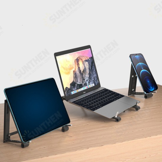 3in1 Universal Multifunctional Portable Folding Phone/Macbook/Tablet Holder Desktop Bracket Cooling Stand Monitor Riser for Macbook Laptop Notebook