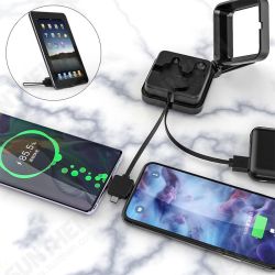 3-IN-1 for Lightning/ Micro/ Type-C Telescopic Data Cable Tablet Mobile Phone Holder with Mirror for iPhone 13 POCO X3 3-IN-1 for Lightning/ Micro/ Type-C Telescopic Data Cable Tablet Mobile Phone Holder with Mirror for iPhone 13 POCO X3