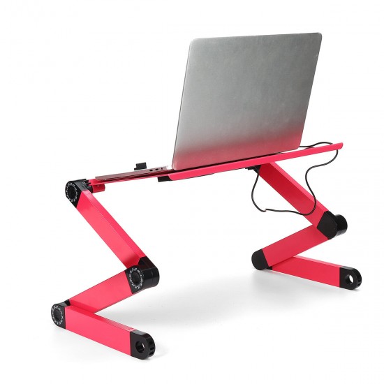360° Adjustable Folding Desk Aluminum Stand Holder for Macbook Phone Under 15.6 inch with Cooling Fan
