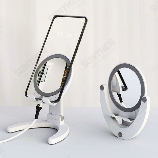 Adjustable Desk Phone Holder Foldable Tablet Stand With Make-up Mirror For iPhone For Samsung For Xiaomi