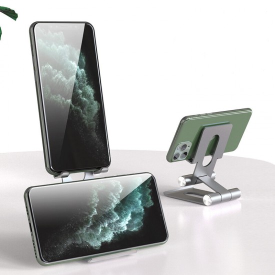Aluminum Desktop Foldable Double Support Phone Holder Tablet Stand For 4.0-7.9Inch Smart Phone iPad Mini 5 Home Office Online Course Live Stream