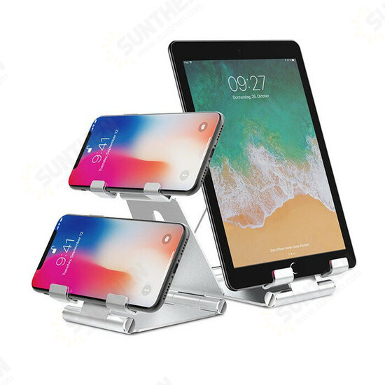 Double-Layer Folding Universal Phone/ Tablet Holder Multi-Angle Creative Aluminum Alloy Desktop Bracket Stand for POCO F3 X3 NFC