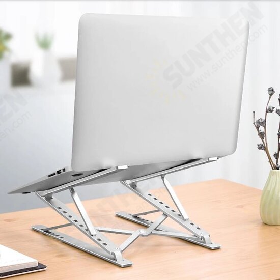 Foldable Double-Layer Multiple-Gear Height Adjustment Aluminium Alloy Macbook Stand Bracket Holder Stand for iPad Mini Macbook Pro 11-17 inch Laptop