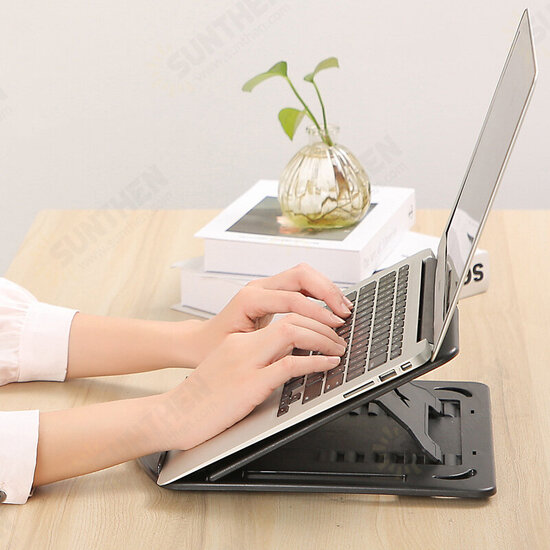 Foldable Height Adjustable Telecommuting Macbook Laptop Heat Dissipation Stand With Phone Holder 360° Rotation Base Conference Room Desktop Holder