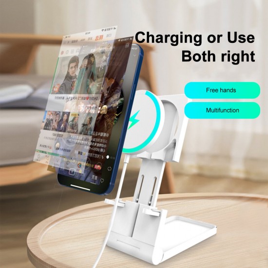 K10 Multifunctional Telescopic Height Multi-Angle Adjustable for MagSafe Charger Base Mount Desktop Holder for iPhone 12 Series