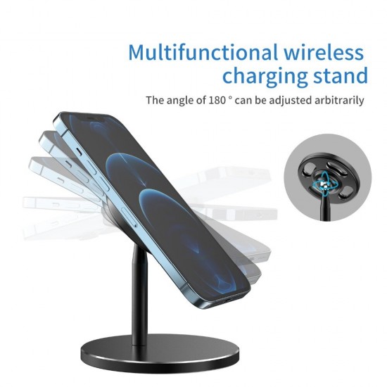 Magnetic 360 Degree Aluminum Alloy Wireless Charger Holder Stand for iPhone 12 Series