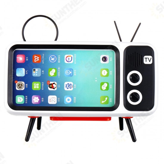 Mini Retro TV Pattern Desktop Phone Stand Holder Lazy Bracket for Mobile Phone between 4.7 inch to 5.5 inch