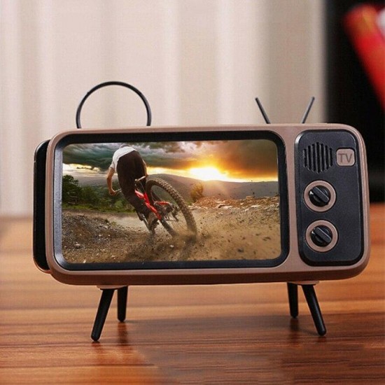 Mini Retro TV Pattern Desktop Phone Stand Holder Lazy Bracket for Mobile Phone between 4.7 inch to 5.5 inch