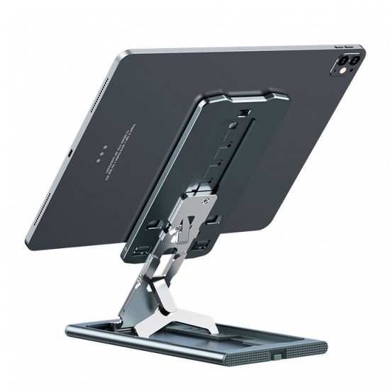 Multi-Angle Adjustment Aluminum Alloy Tablet/Phone Holder Portable Folding Online Learning LiveStream Desktop Stand Holder For iPhone13 POCO 4-12inch