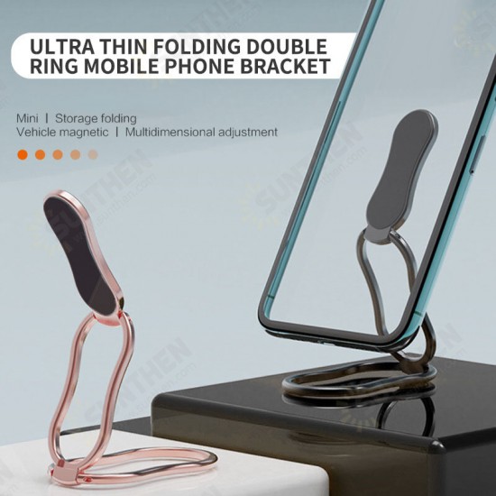 Multifunction Phone Holder Mini Folding Metal Desktop Bracket Support Car Magnetic Suction Cellphone Ring Holder